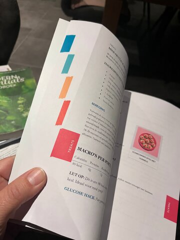 Conny bladert door de nieuwe editie van GOOD.21, met de gekleurde duimindex aan de zijkant