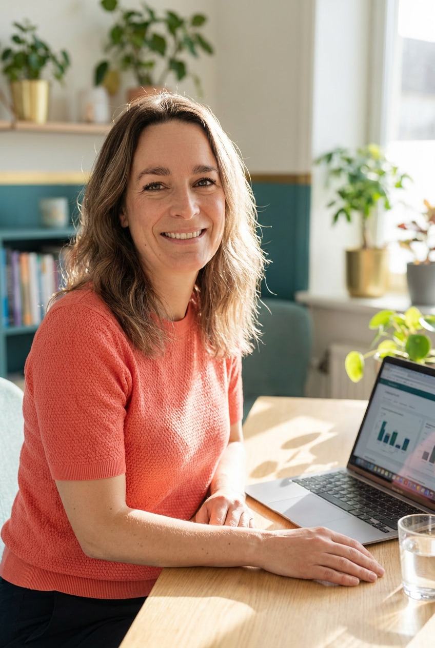 Tanja Thielen aan haar bureau