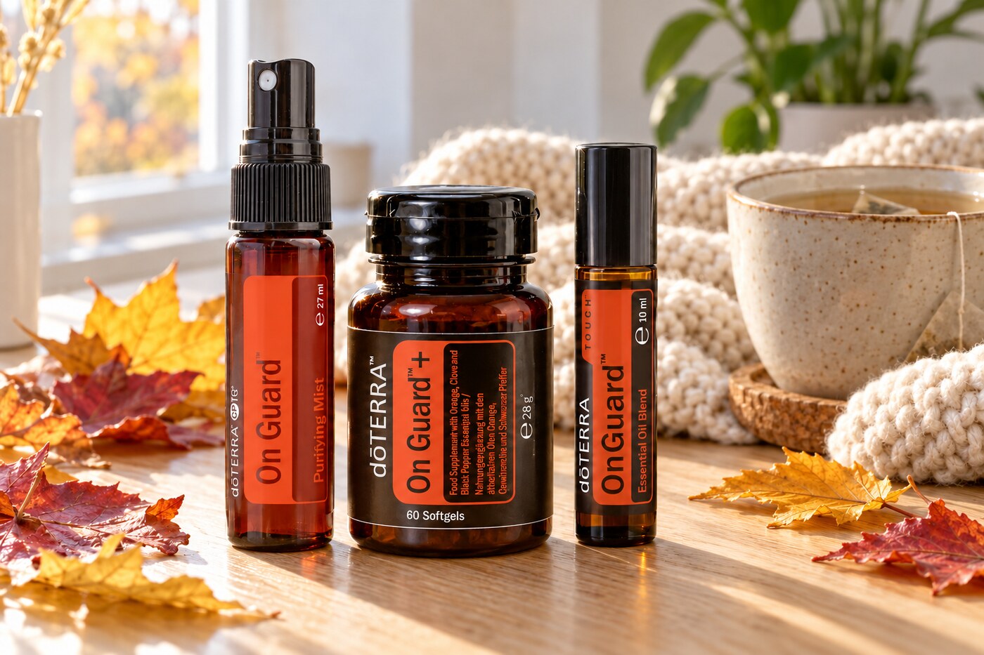 De herfstkit: On Guard handspray, On Guard+ softgels en On Guard Touch